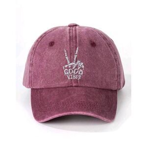 Burgundy Ladies Good Vibes Embroidered Hat